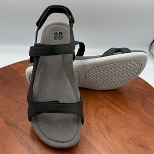 ABEO Oasis Sport Black Leather Strappy Comfort Sandals Women Size 9 Everyday
